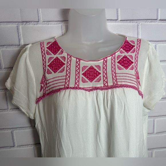 WEST 36 White mini Dress with Pink Embroidery/size M - Picture 2 of 9